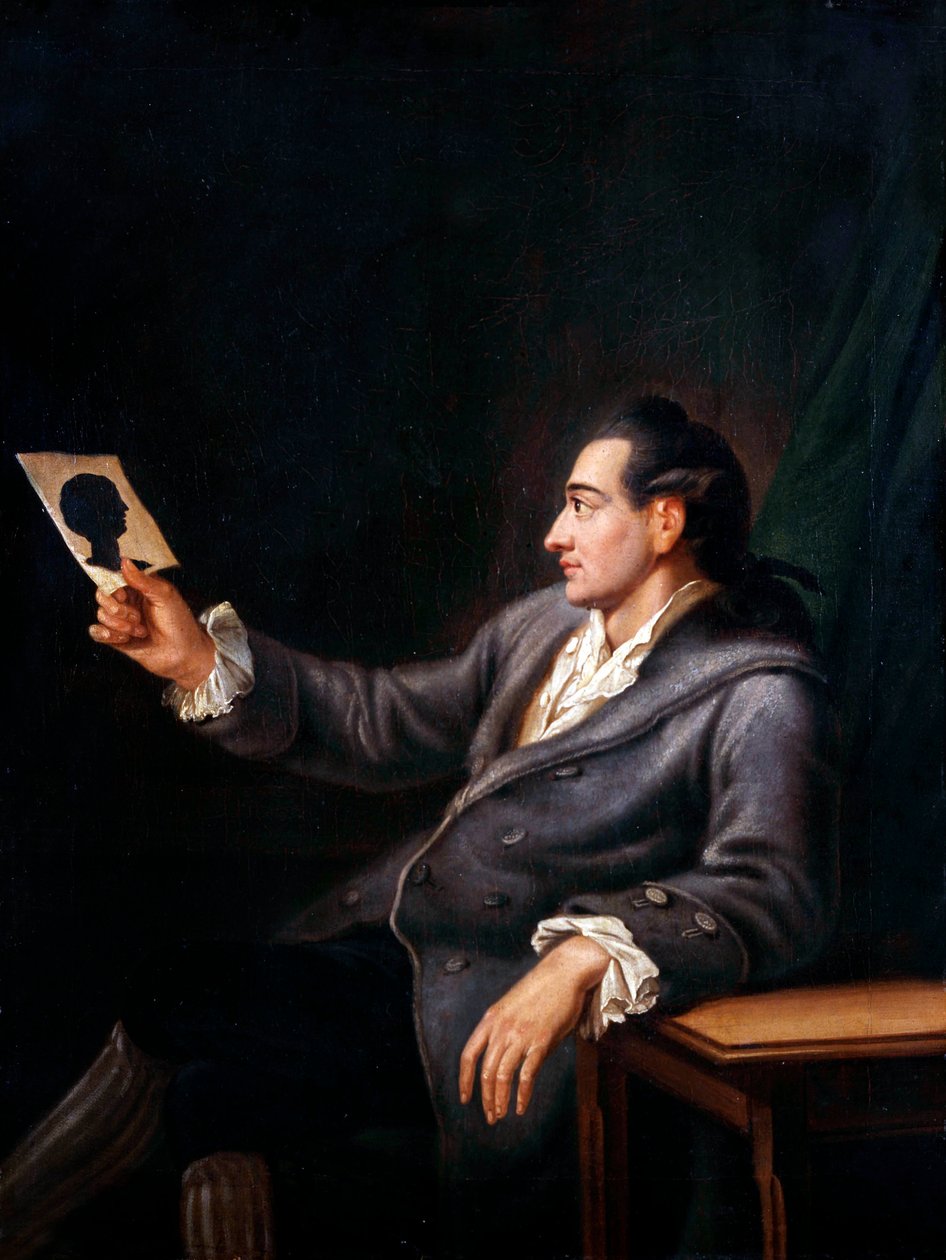 Johann Wolfgang Von Goethe mirando una silueta, copia de una pintura de G. M. Kraus, c.1778 de Johann Ehrenfried Schumann