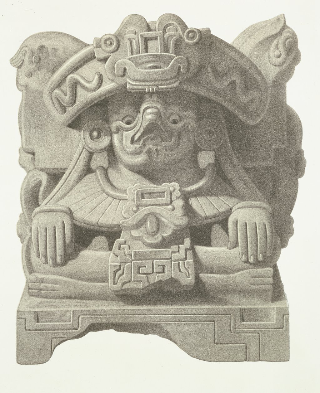 Ídolo de piedra del dios de la lluvia Cocijo, lámina de 