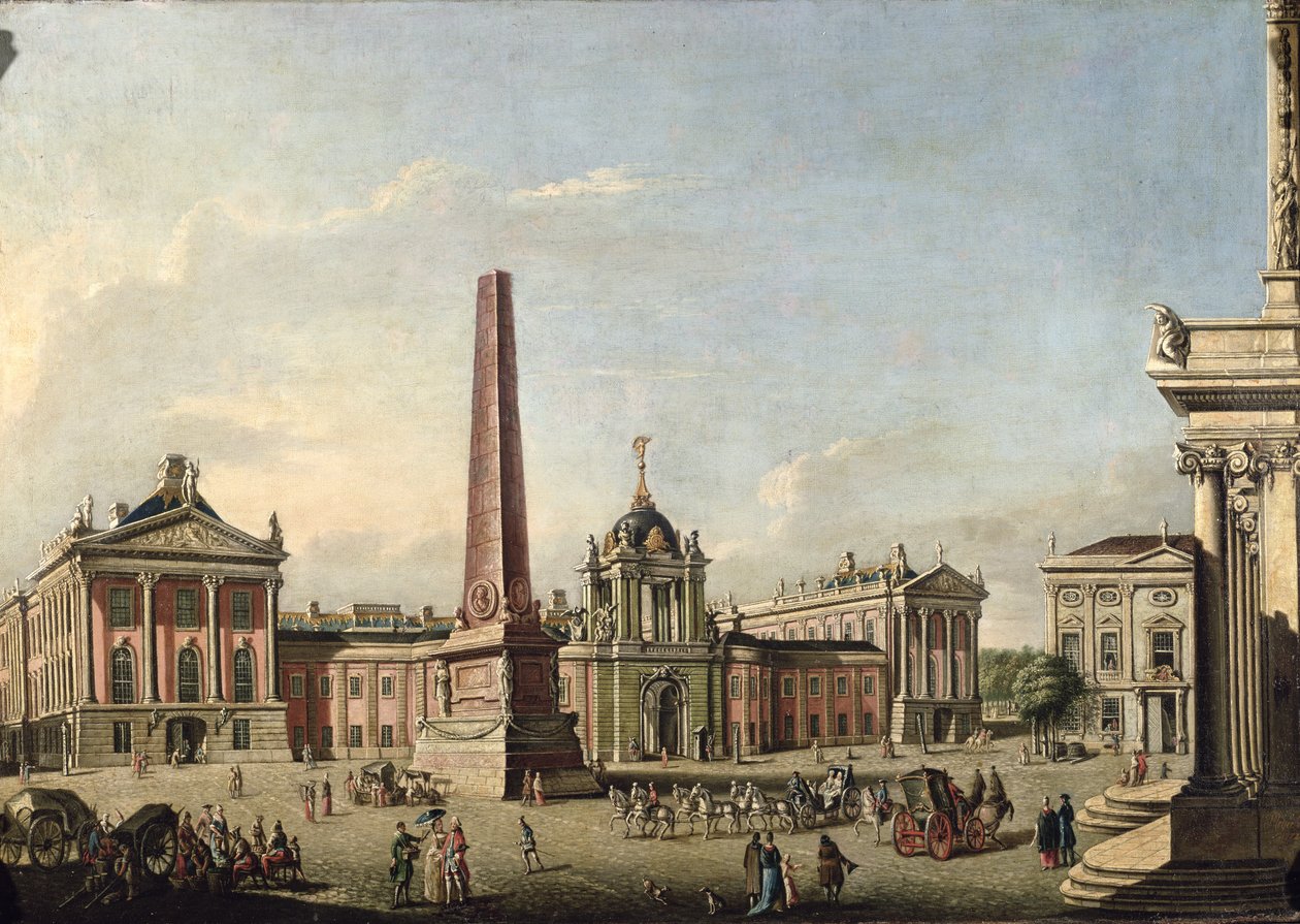 Vista del Mercado Viejo y la Puerta Principal del Schloss Sanssouci, 1773 de Johann Friedrich Meyer