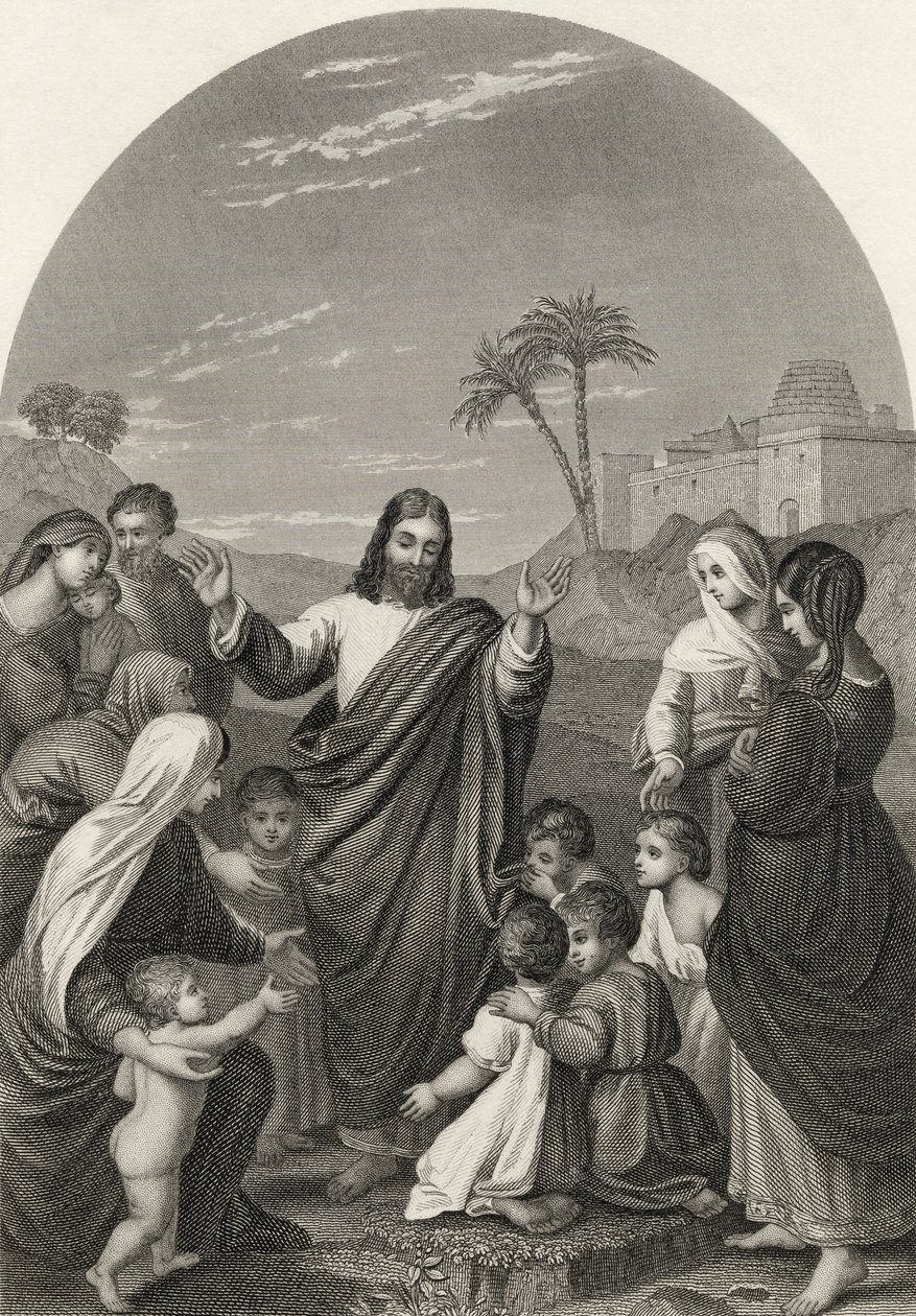 Cristo bendiciendo a los niños, grabado por S. Allen, de 