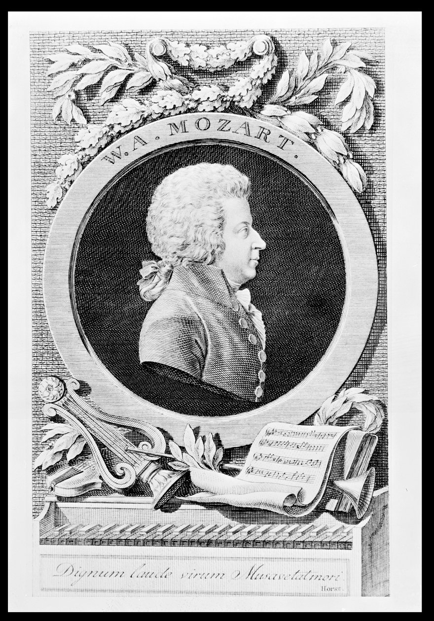 Memorial a Wolfgang Amadeus Mozart (1756-91) compositor austriaco, 1789 de Johann Georg Mansfeld