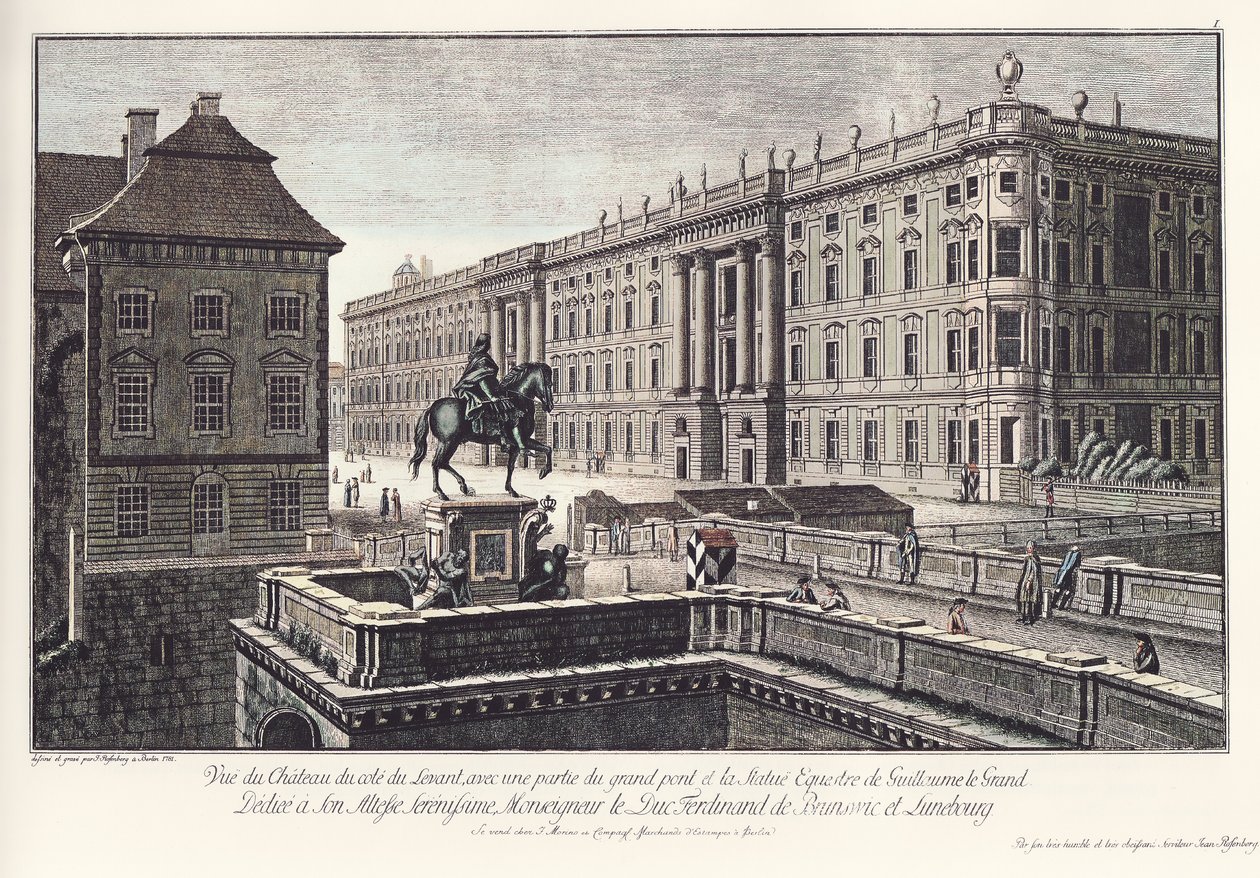 Vista del castillo con el Puente Largo, Berlín antiguo de Johann Georg Rosenberg