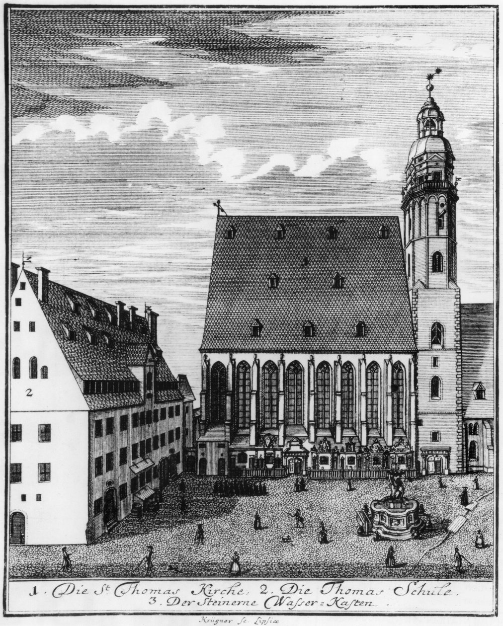Iglesia y escuela de San Tomás en Leipzig, 1723 de Johann Gottfried Krugner