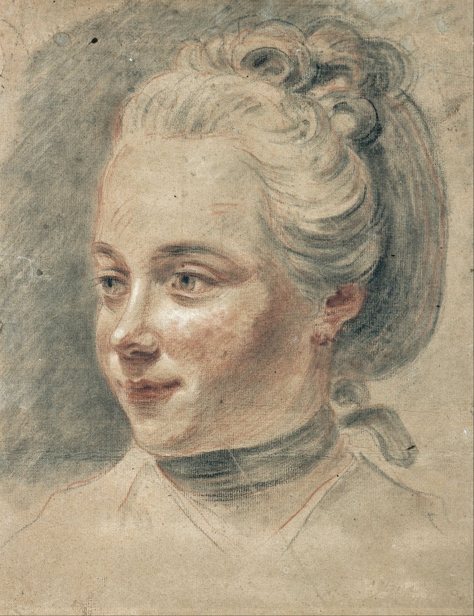 Vista de tres cuartos de la cabeza de una niña, girando a la izquierda de Johann Heinrich Wilhelm Tischbein
