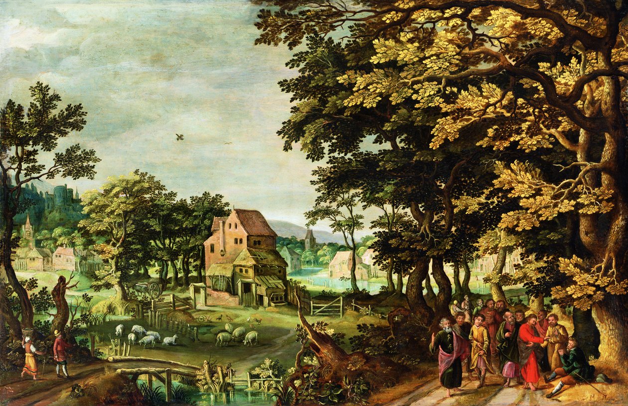 Paisaje con Cristo sanando al ciego de Johann Jacob Besserer