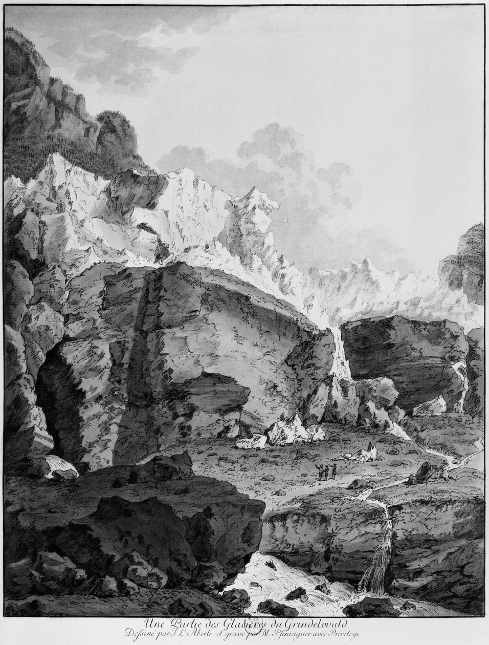 Glaciares de Grindelwald, grabado por Mathias Pfenninger (1739-1813) de Johann Ludwig Aberli