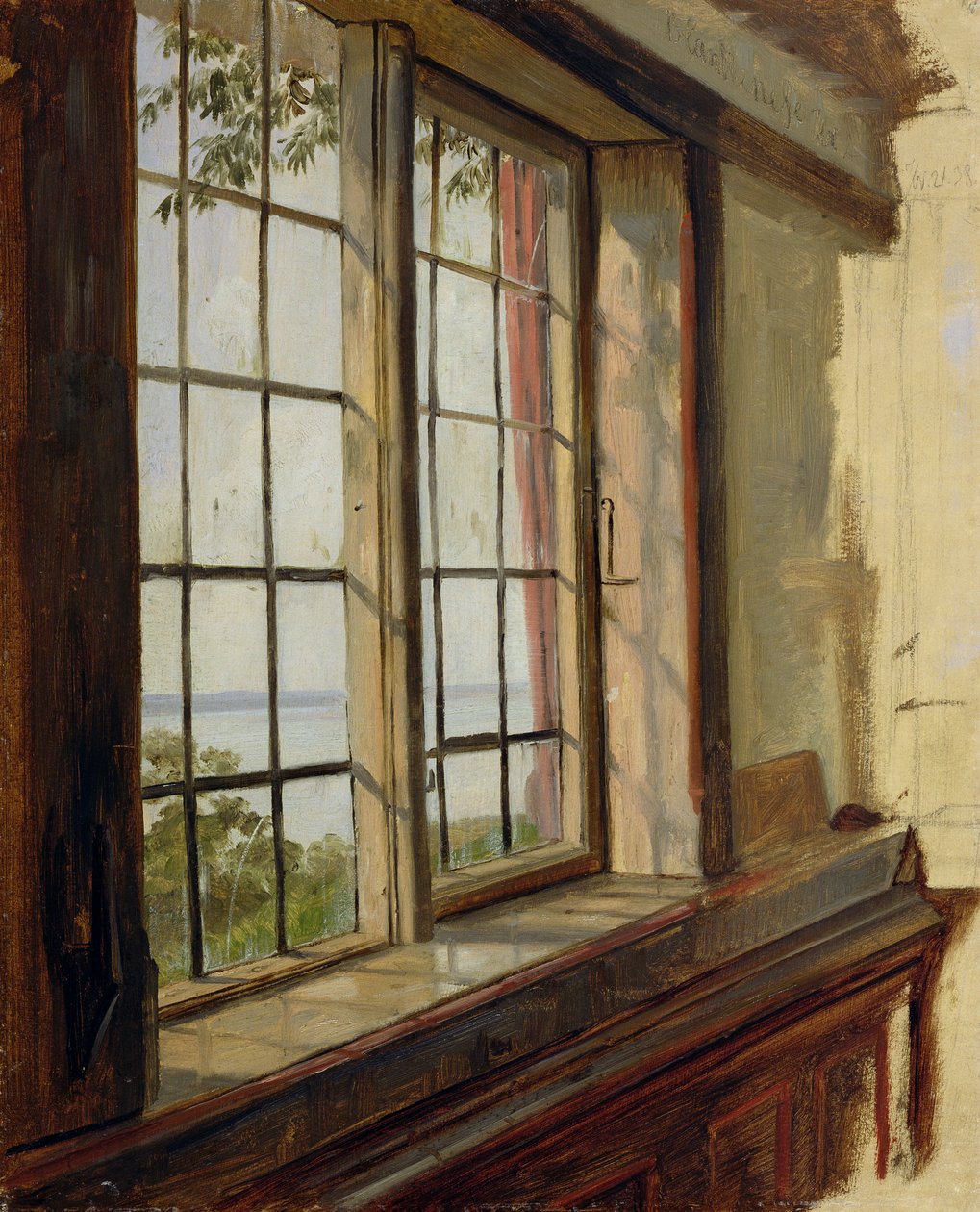 Vista del Elba a través de una ventana, 1838 de Johann Martin Gensler