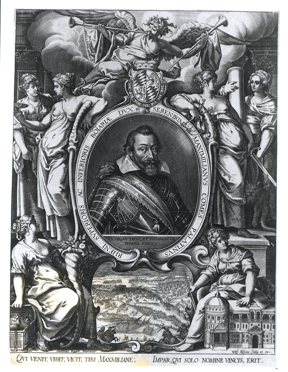 Retrato de Maximiliano I de Baviera, grabado por Wolfgang Kilian de Johann Matthias Kager