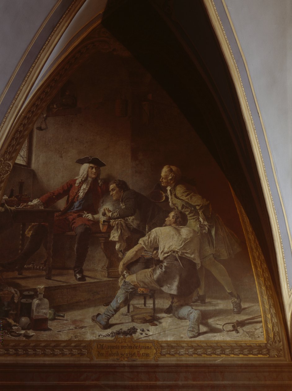 Boettger muestra a Augusto el Fuerte el secreto de hacer porcelana de Johann Paul Adolf Kiessling