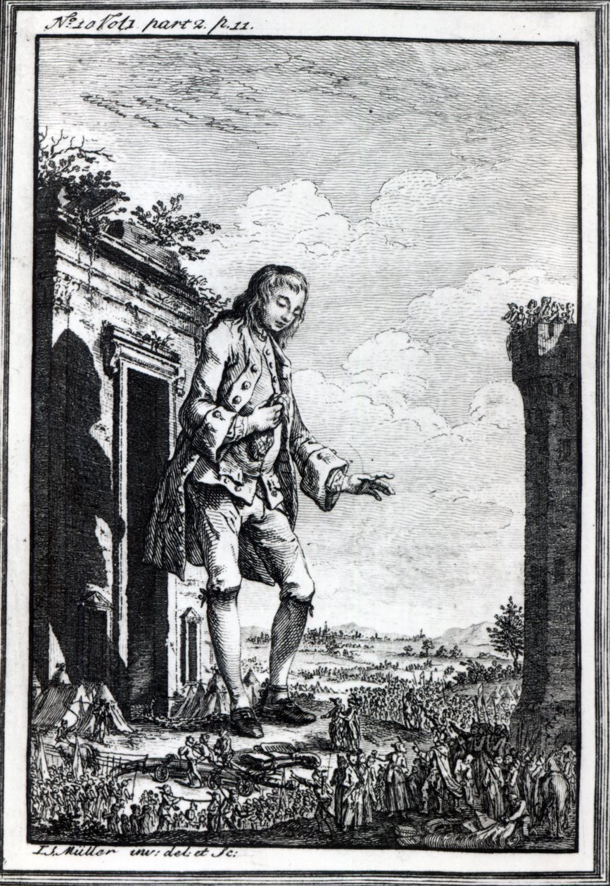 Gulliver entre los liliputienses, ilustración de 