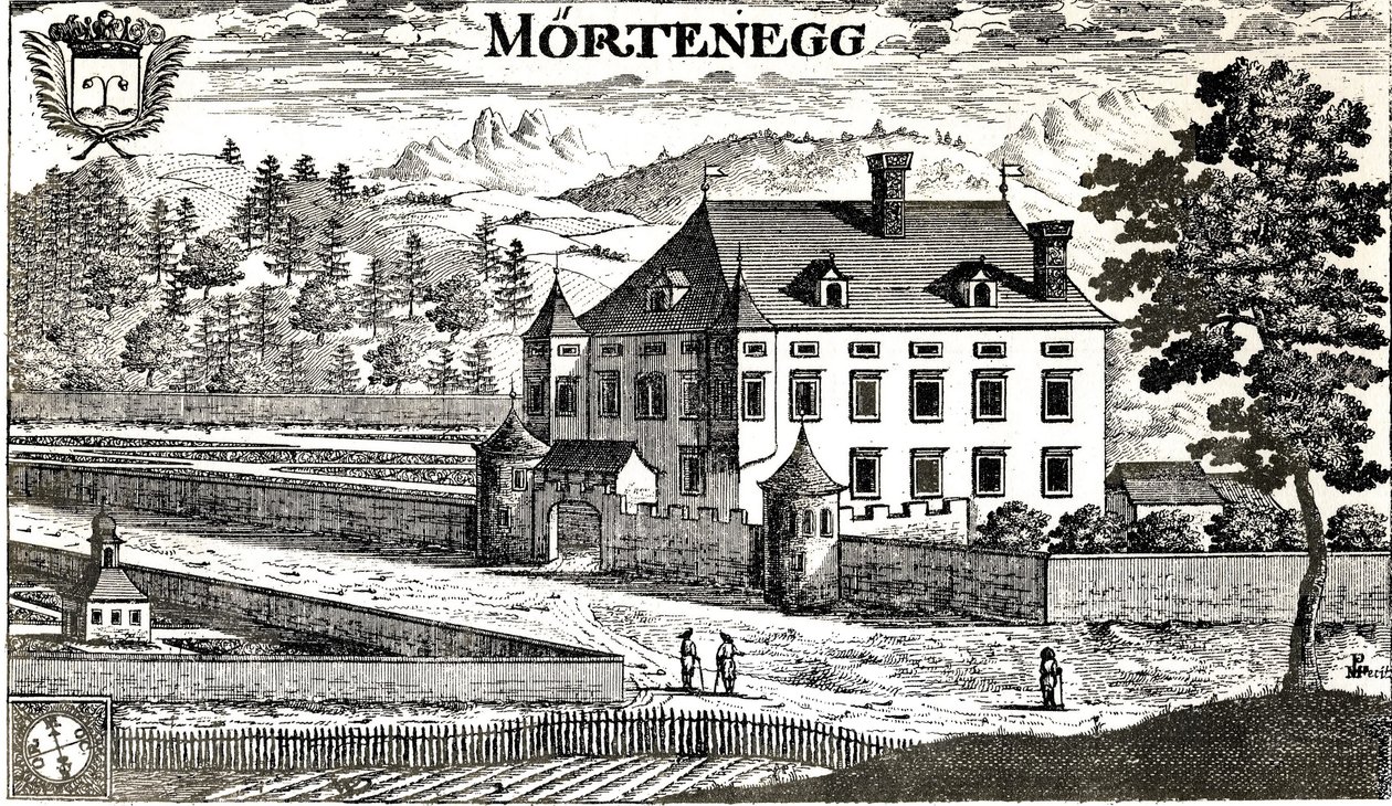 Castillo de Moertenegg en el año 1680 en la ciudad de Villach en Carintia / Austria / Unión Europea de Johann Weikhard von Valvasor