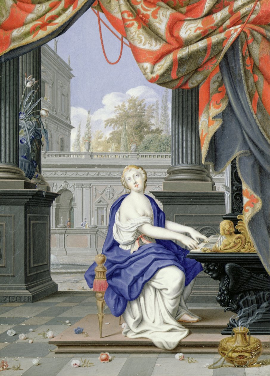 Santa Cecilia sentada tocando un órgano de Johann Ziegler