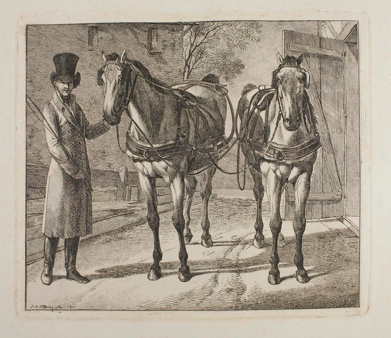 Caballos de carruaje con arneses de Johann Adam Klein
