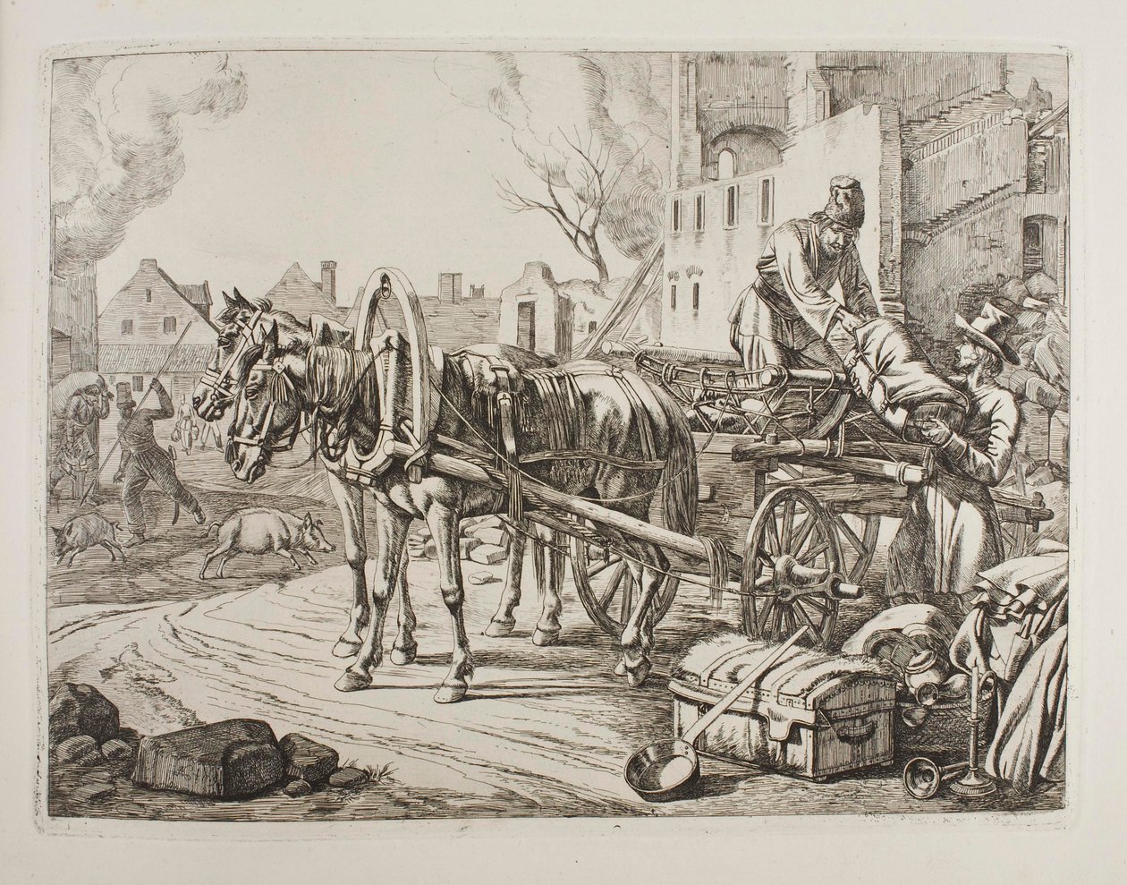 Cosacos saqueando en una ciudad de Johann Adam Klein