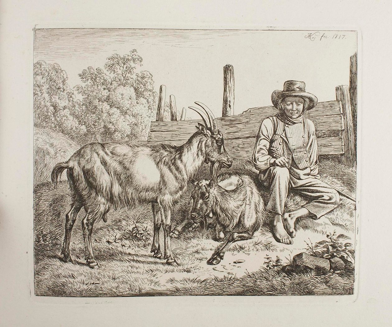 Pastor con cabras de Johann Adam Klein