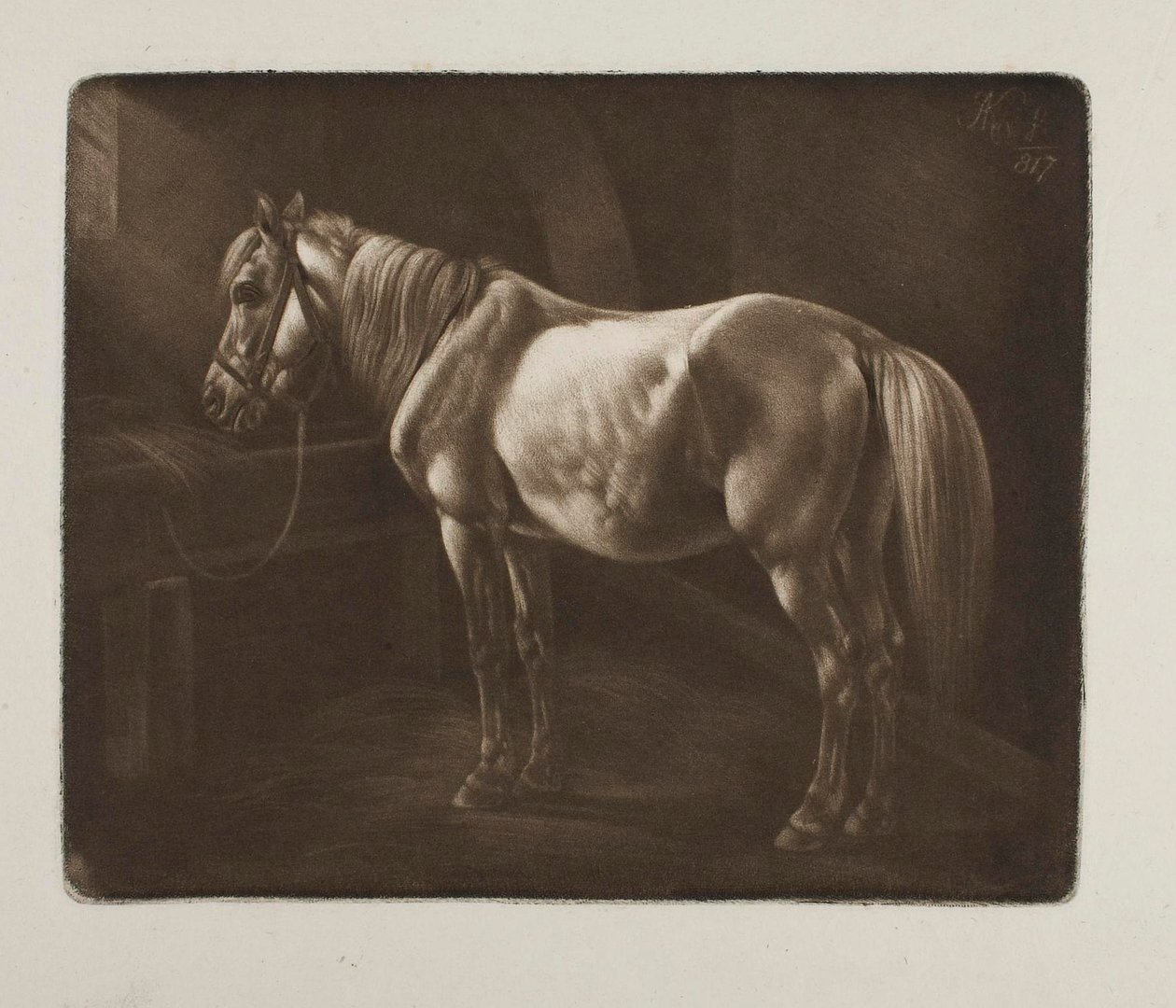 Caballo junto al pesebre de Johann Adam Klein
