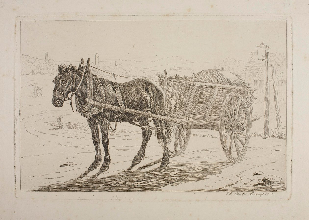 Un caballo tiraba de un carrito de cerveza de Johann Adam Klein