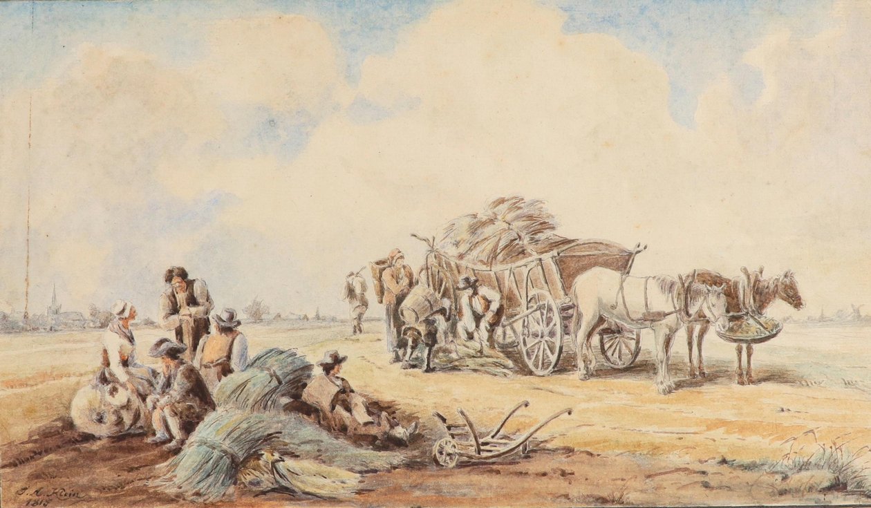 Johann Adam Klein Coche de caballos y trabajadores del campo descansando de Johann Adam Klein