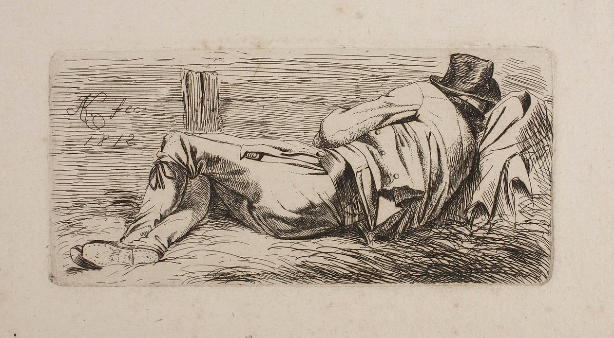 Hombre dormido sobre una litera de Johann Adam Klein