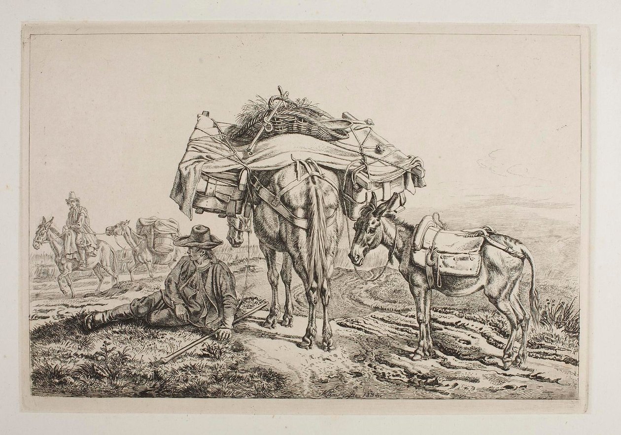 Mula cargada en la Campaña romana de Johann Adam Klein