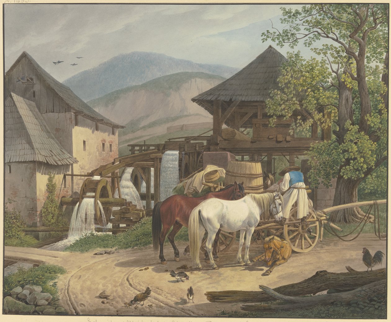 Molino de corte y molienda en el valle de Stickelberg, cerca de Wiener Neustadt, en la frontera húngara de Johann Adam Klein