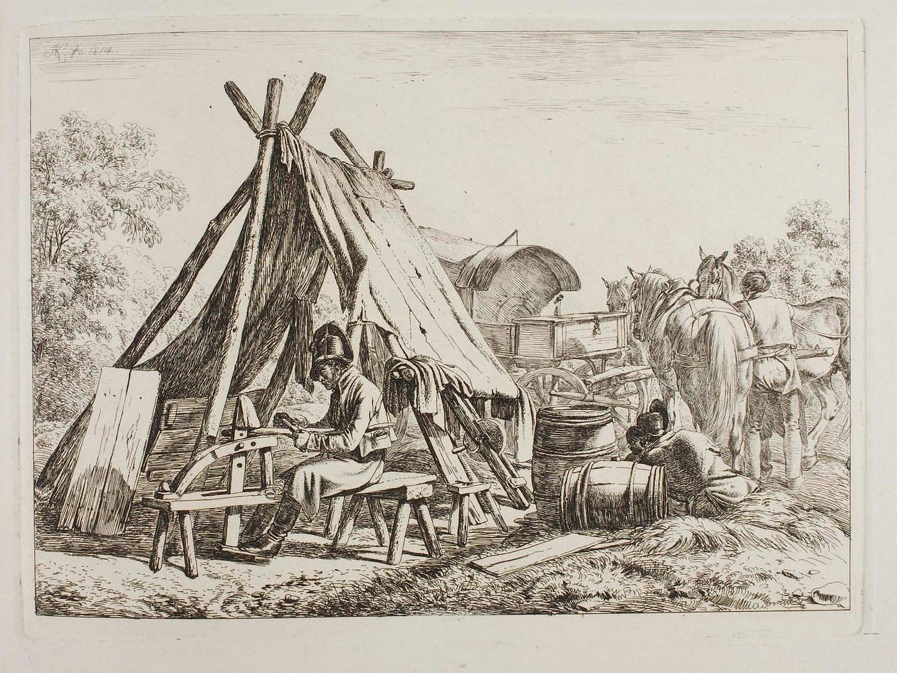 Soldados en un campamento militar de Johann Adam Klein