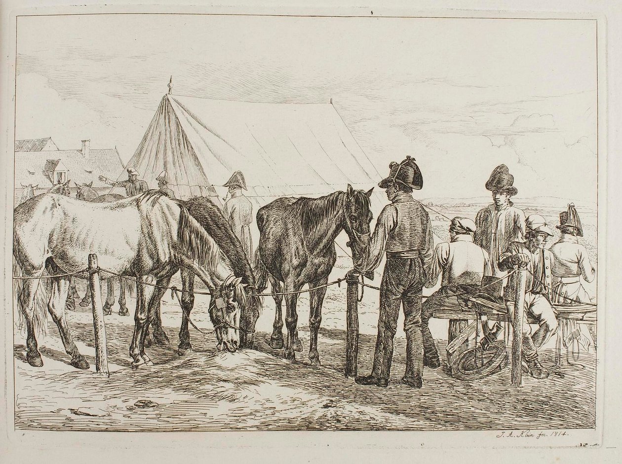 Soldados en un campamento militar de Johann Adam Klein
