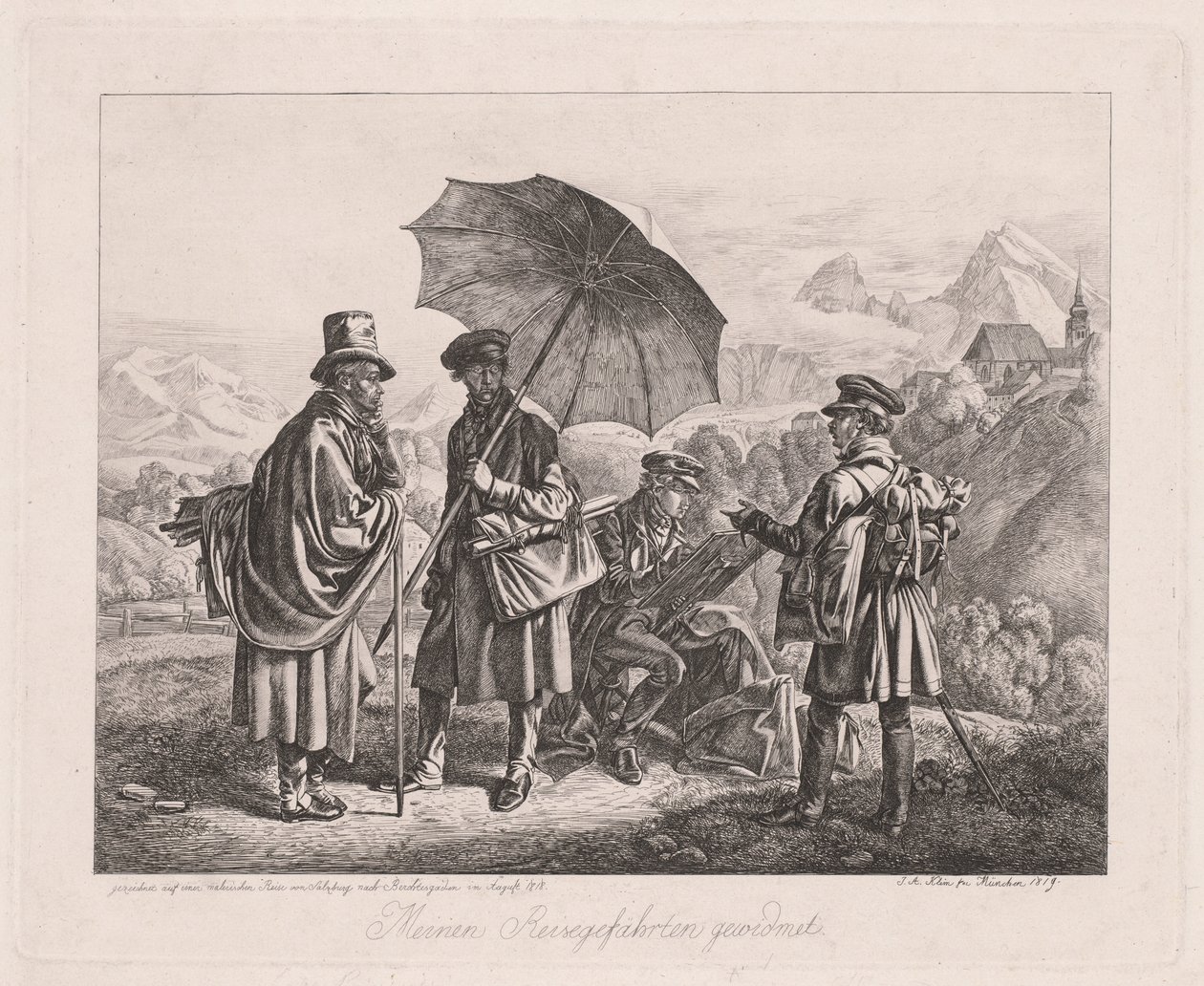 Los artistas en su viaje, 1819 de Johann Adam Klein
