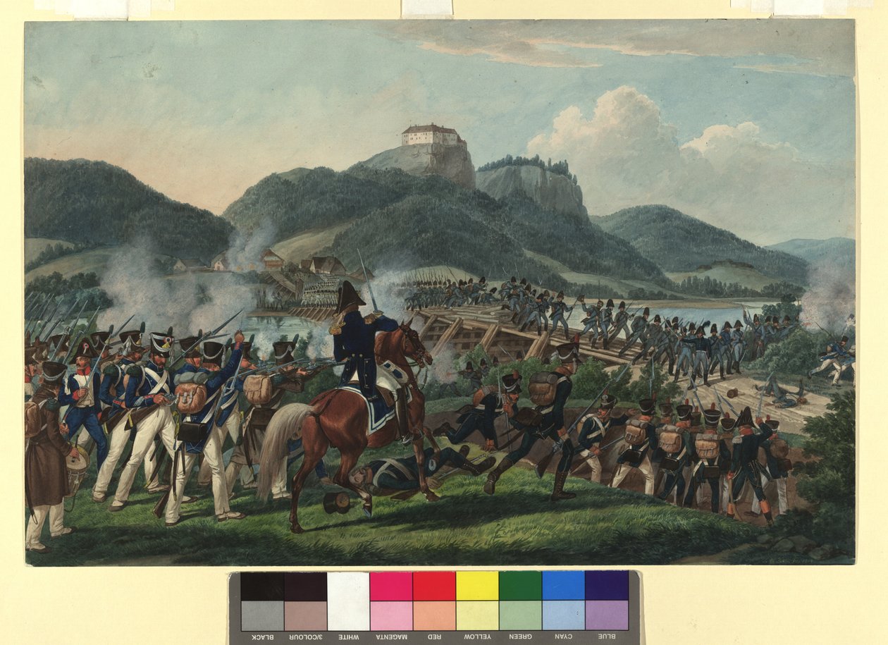 Paso de las tropas austriacas al mando del barón Hiller cerca de Hollenburg, en el Drava, el 19 de septiembre de 1813 de Johann Adam Klein