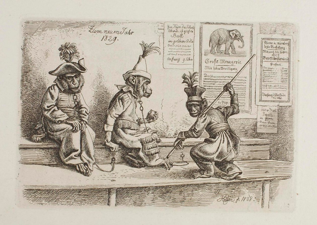 Para el Año Nuevo de 1829. Monos de Johann Adam Klein