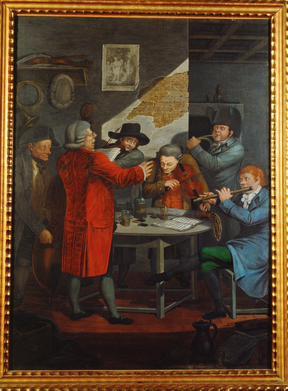 Repetición de un grupo de músicos al servicio de un aristócrata ... (gouache) de Johann Adolph Opitz