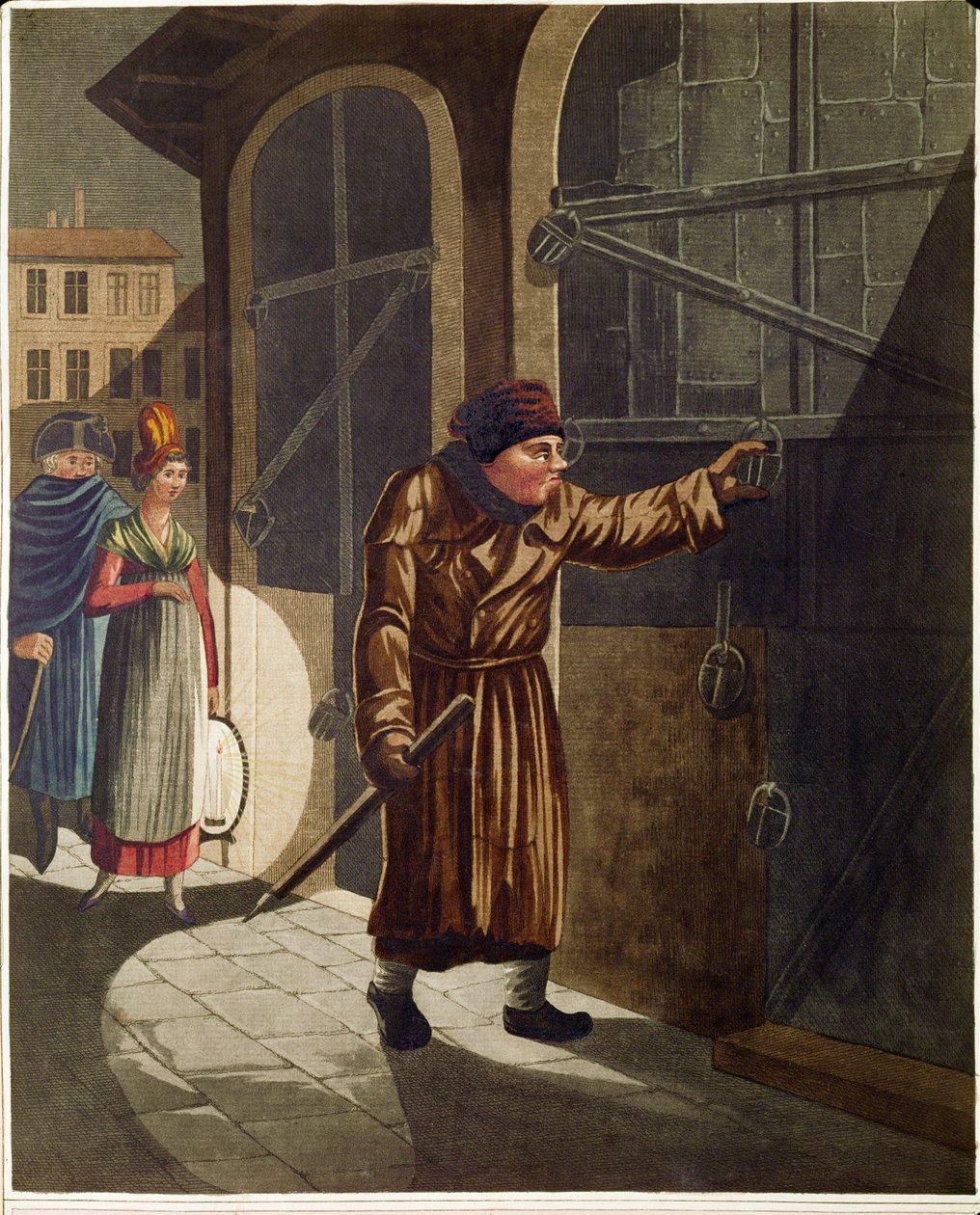 El vigilante nocturno, de una serie de tipos vieneses ... de Johann Adolph Opitz