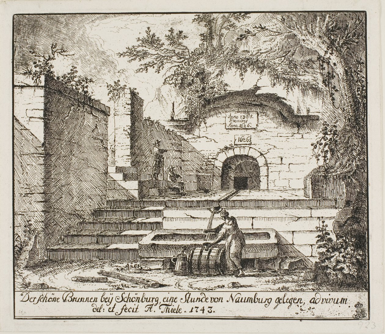 La hermosa fuente cerca de Schönburg de Johann Alexander Thiele