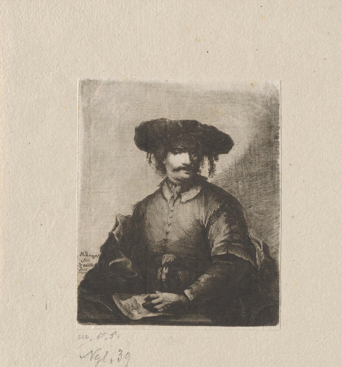 Autorretrato de Johann Andreas Benjamin Nothnagel, in the manner of Rembrandt van Rijn