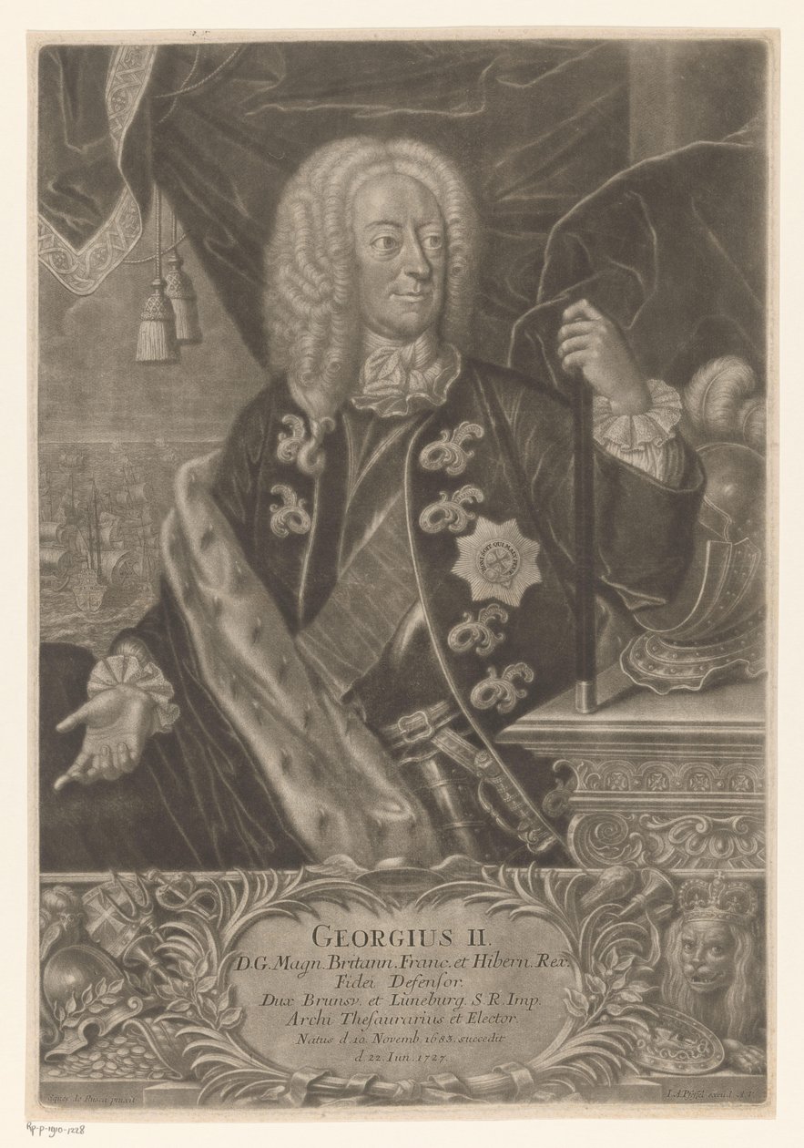 Retrato de Jorge II, Rey de Gran Bretaña de Johann Andreas Pfeffel (der Jüngere) (possibly)