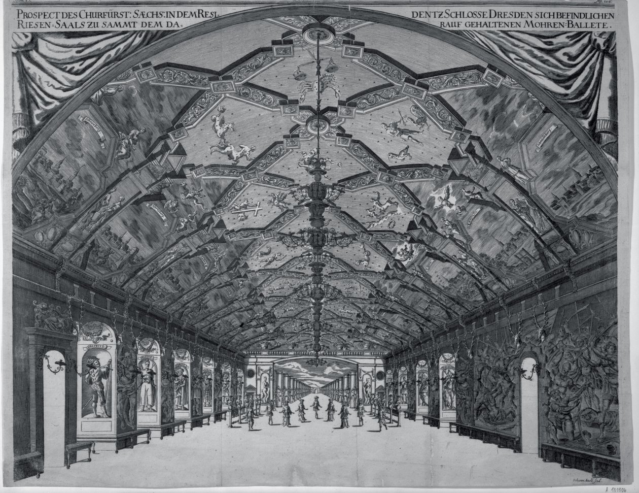 El Salón de los Gigantes con el Ballet Moro en Dresde en 1678 de Johann Atzelt