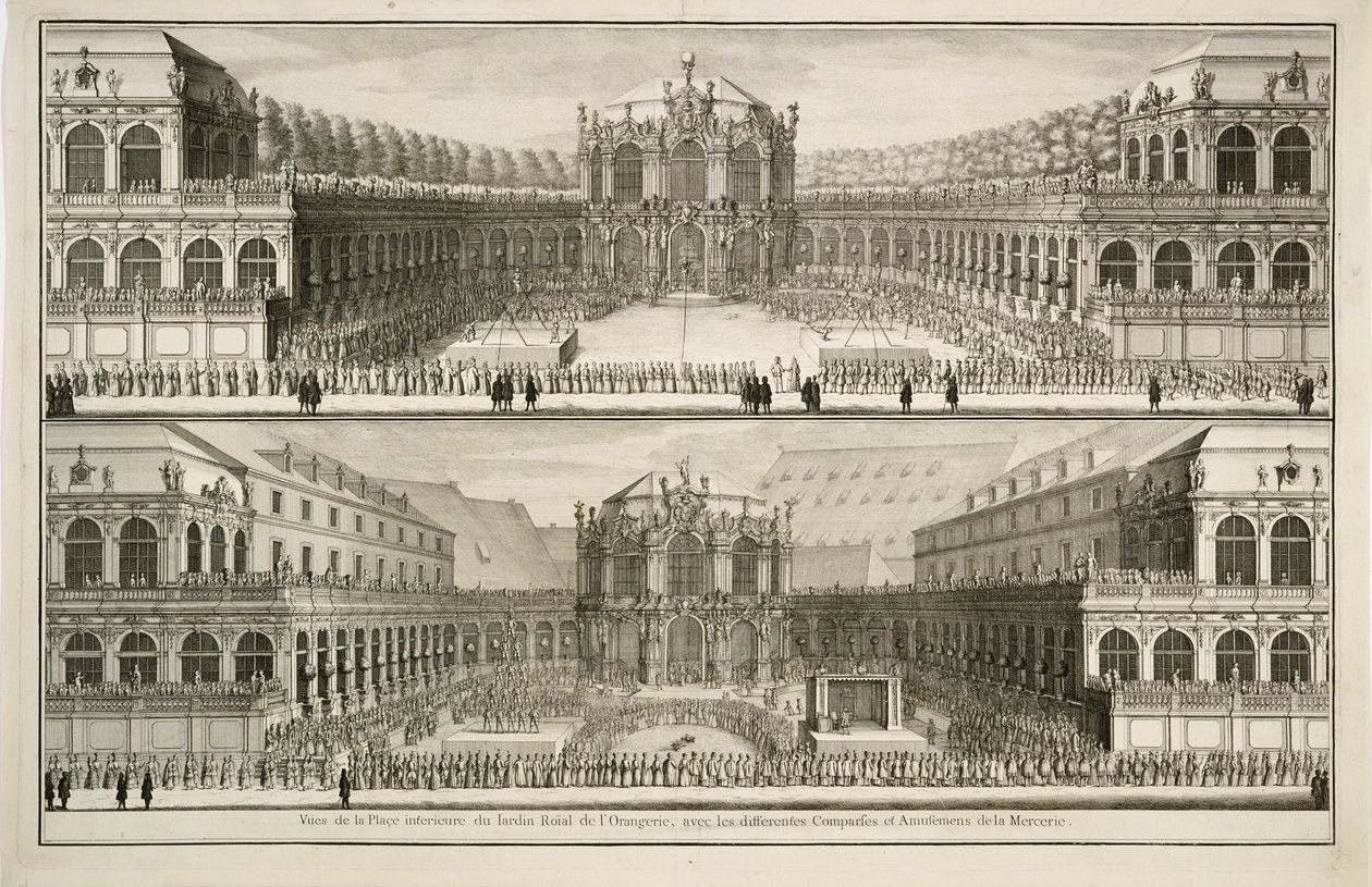 Vista del jardín real de la Orangerie de Johann August Corvinus nach Carl Heinrich Jacob Fehling