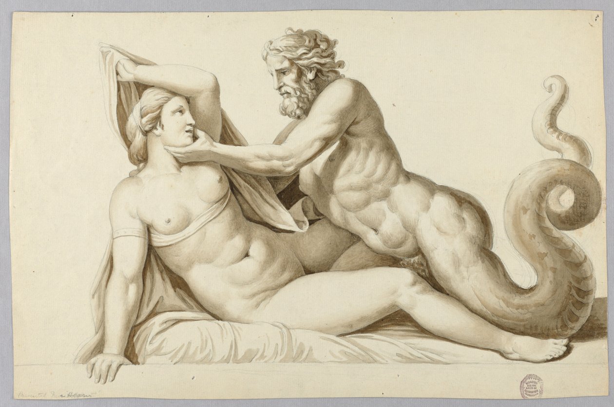 Un dios del mar visitando a una niña de Johann August Nahl the Younger