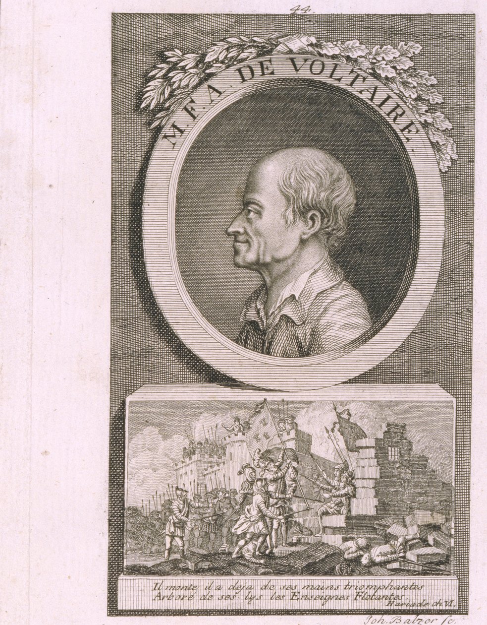 Retrato del escritor, ensayista y filósofo François Marie Arouet de Voltaire 1694-1778 de Johann Balzer