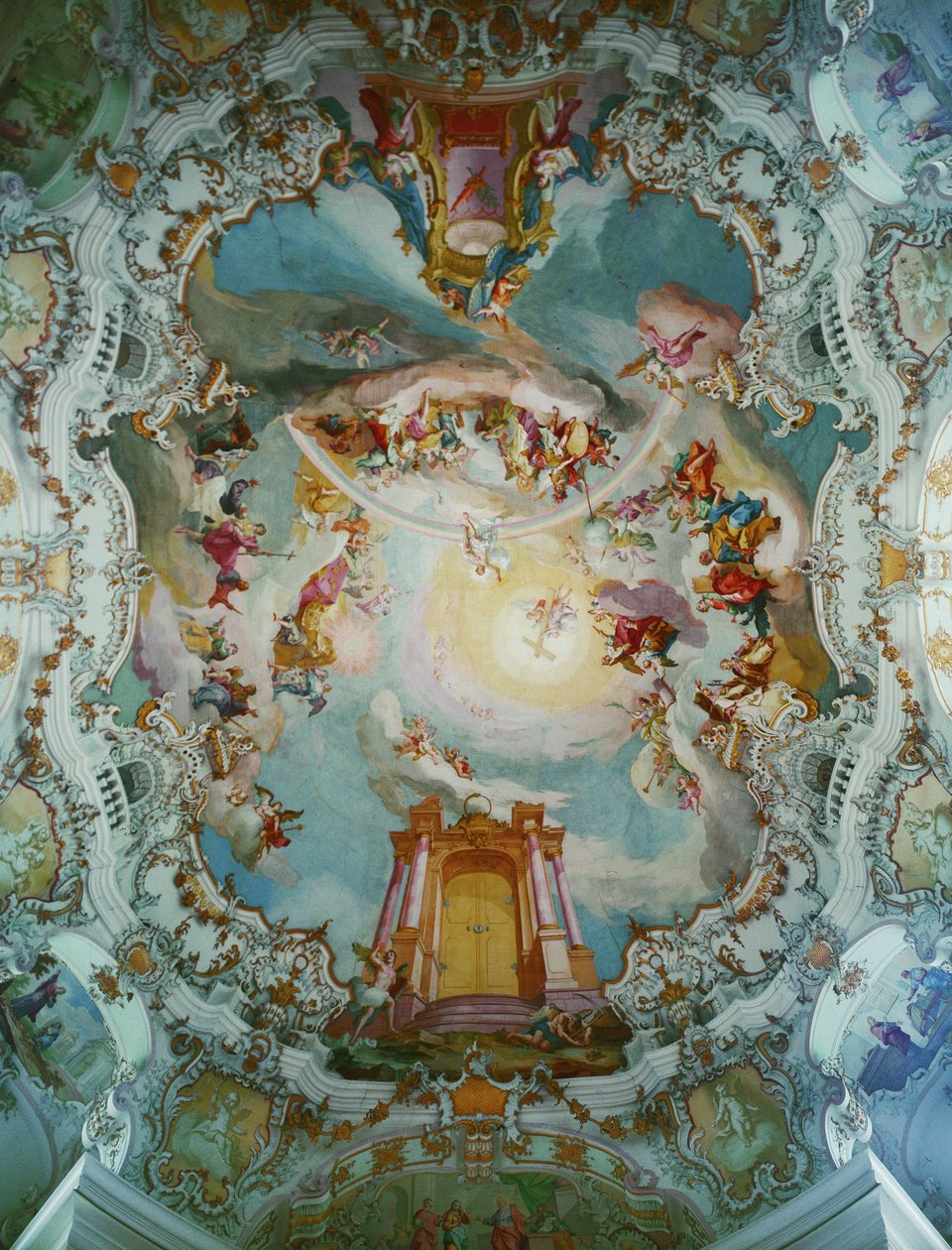 Fresco central de la iglesia de Wies, Baviera ... (fresco) de Johann Baptist Zimmermann