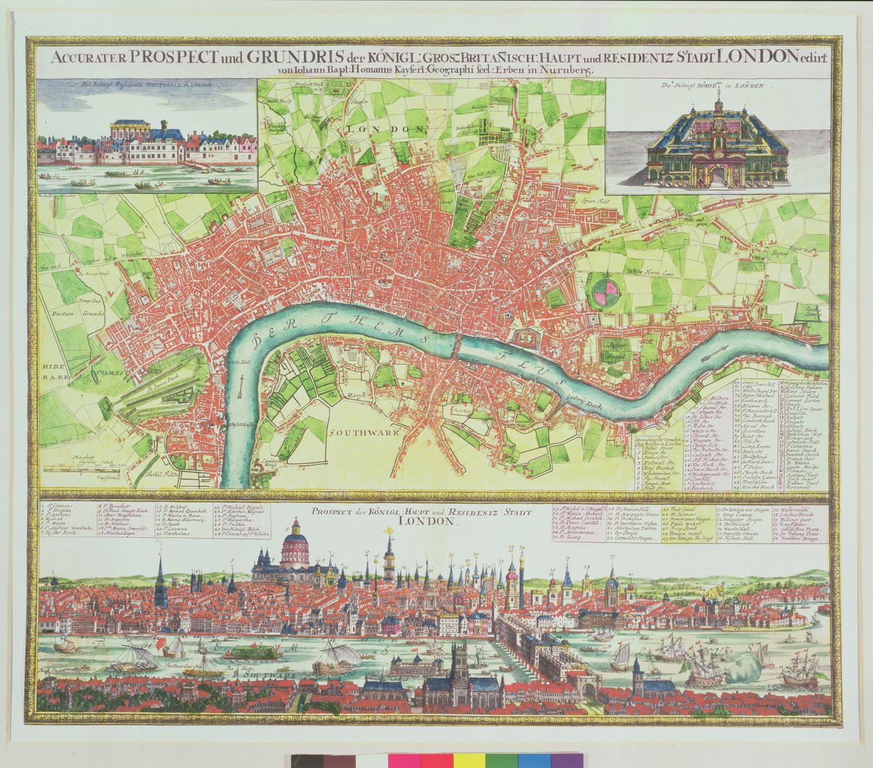 Mapa aéreo de Londres y vista al otro lado del Támesis desde South Bank, con St. Paul
