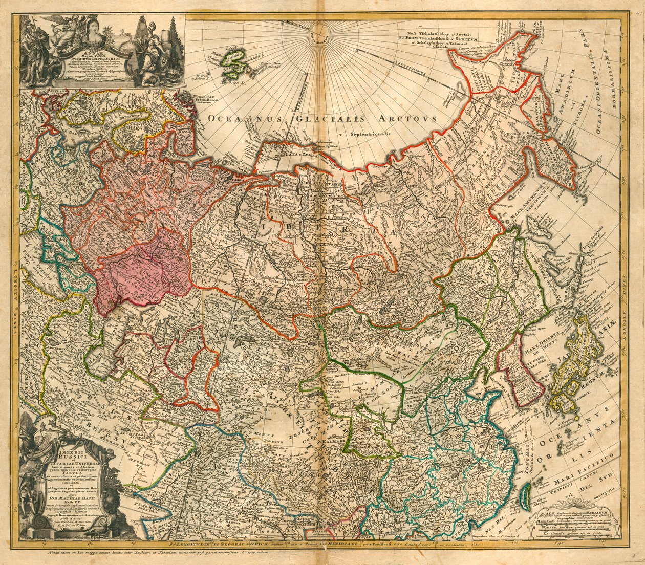 Mapa de Rusia De: Imperii Russici et Tartariae universae tam majoris et Asiaticae quam minoris et de Johann Baptista Homann