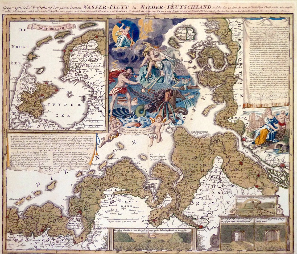 Mapa de la Inundación de Navidad de 1717 de Johann Baptista Homann