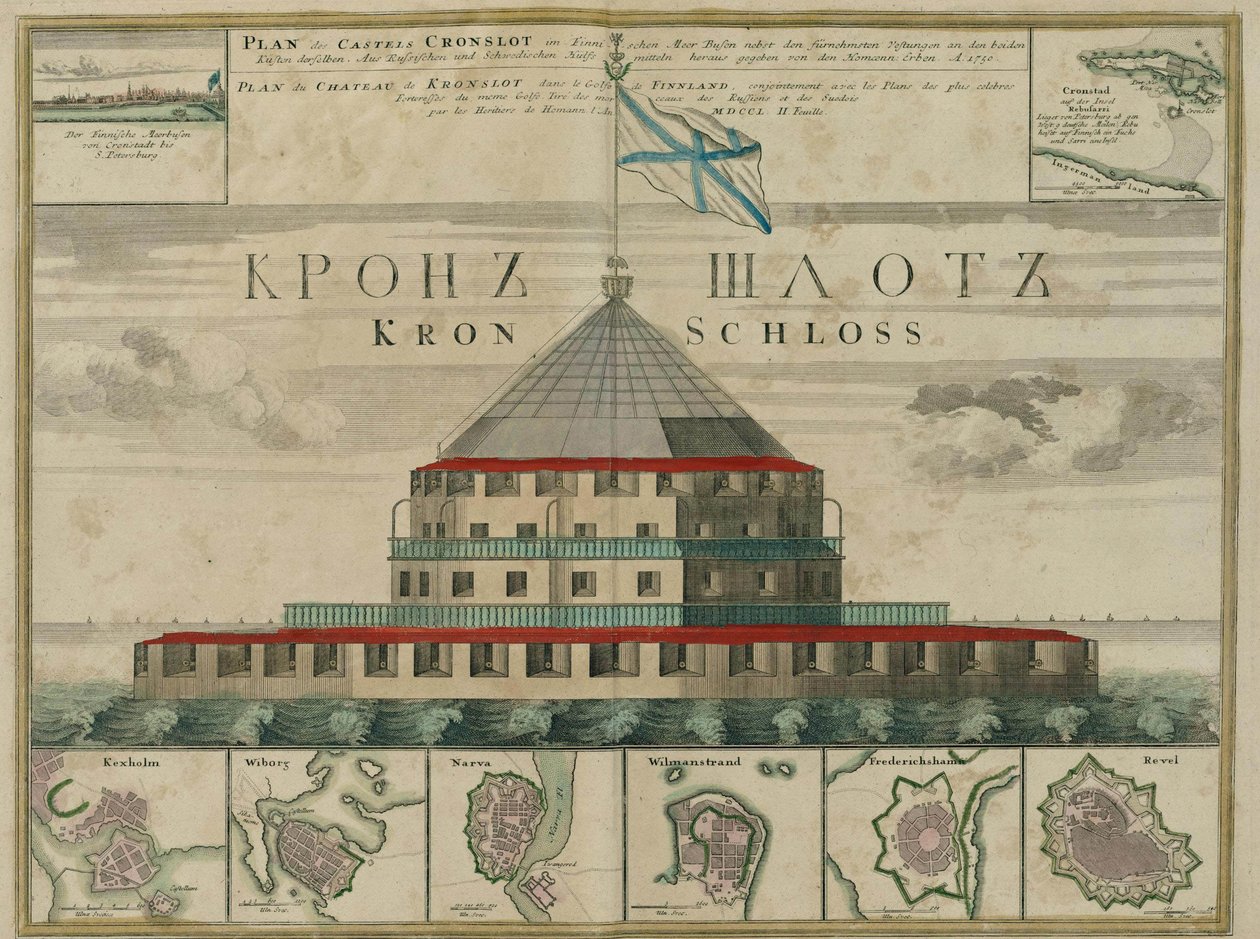 Plano de la Fortaleza de Kronstadt de Johann Baptista Homann