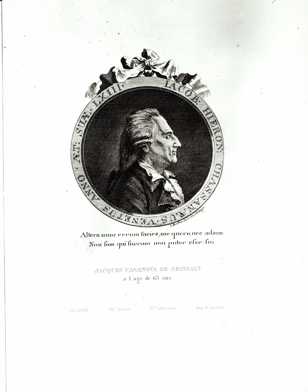 Retrato en medallón de Giacomo Casanova (1725-98) a los 63 años, 1788 de Johann Berka