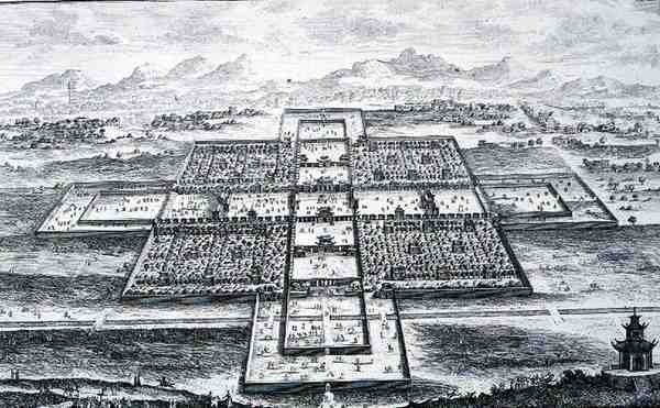 Vista Perspectiva del Palacio Imperial, Pekín, China, de 