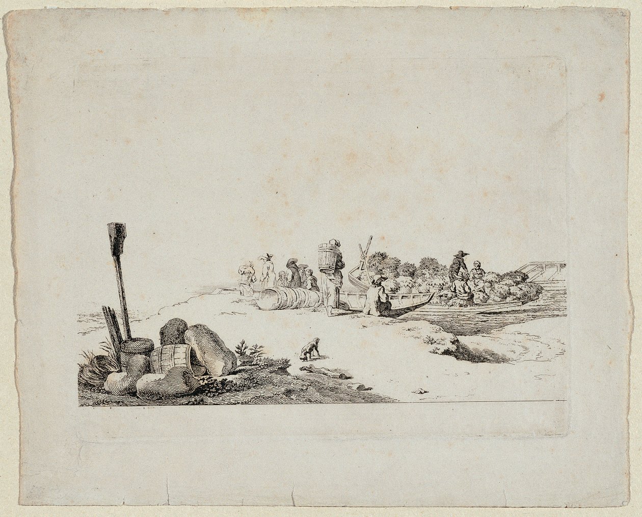 paisaje con gente del campo de Johann Christian Brand