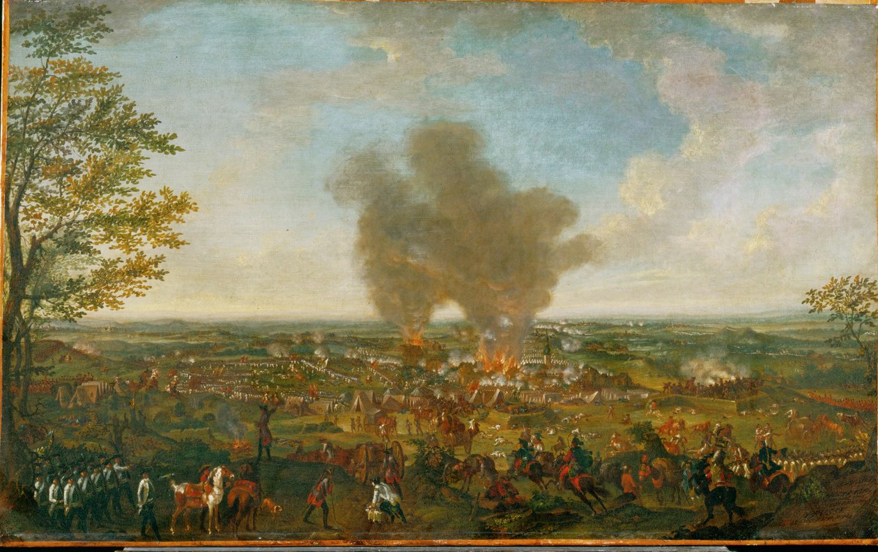 La batalla de Hochkirch ... (pintura sobre lienzo) de Johann Christian Brand