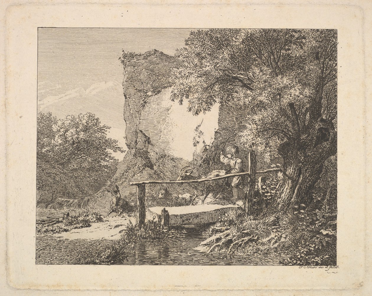 Un niño con tres cabras, 1815 de Johann Christian Erhard