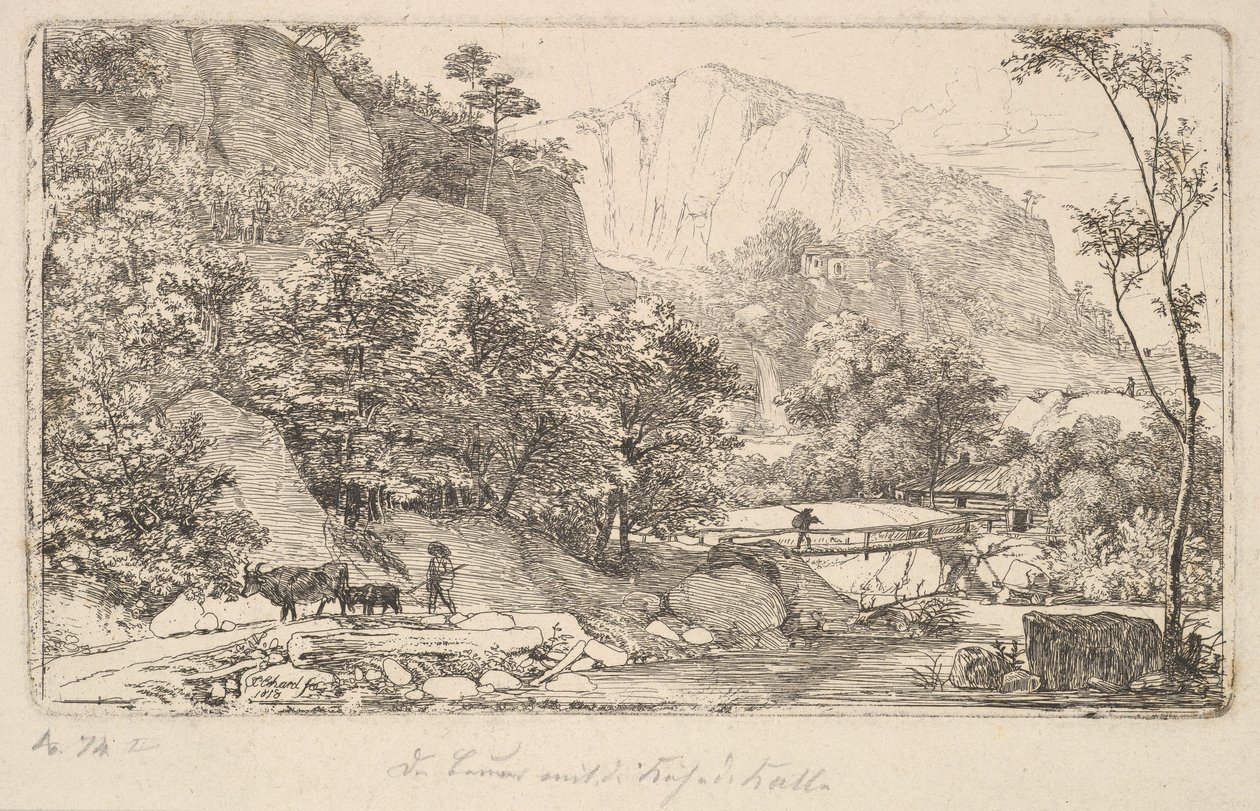 Campesino con vaca y ternero, en el Unterberg cerca de Berchtesgaden, 1818 de Johann Christian Erhard